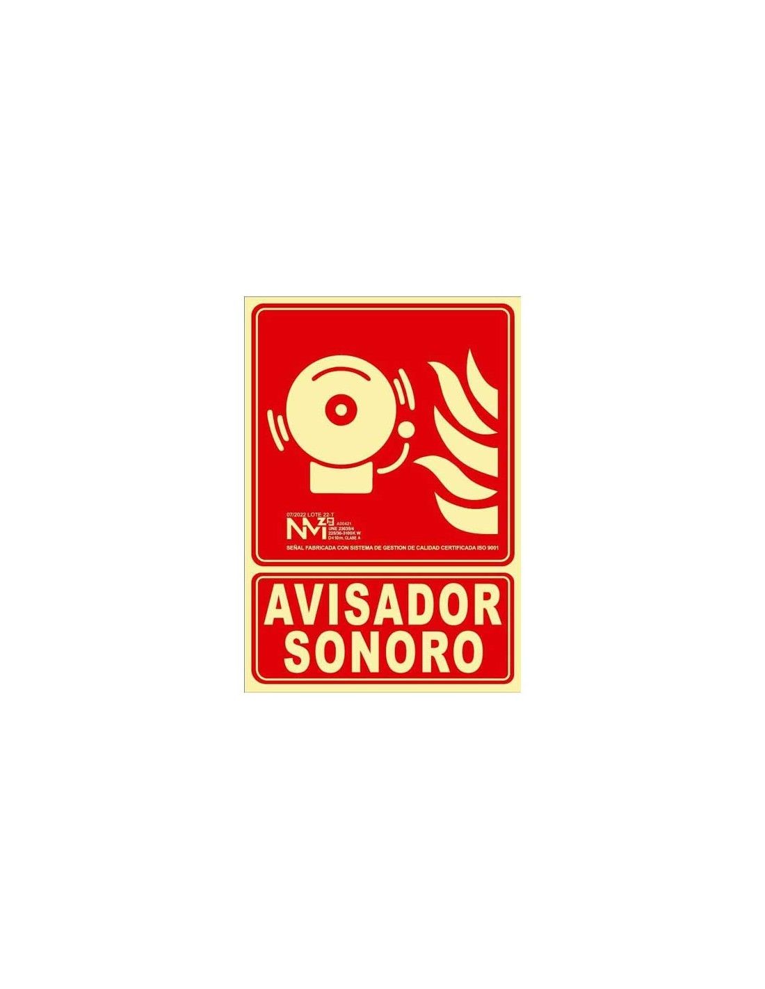 Señal avisador sonoro clase B fotoluminescente
